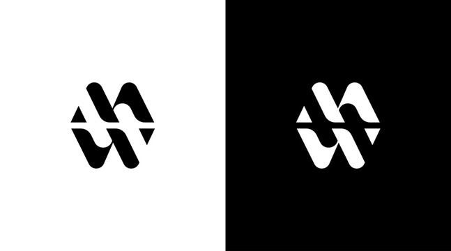 Letter mw logo vector initial monogram black and white icon style Design template