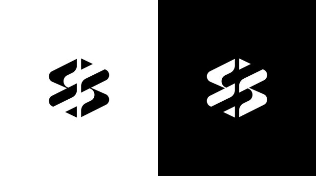 Letter ss logo vector initial monogram black and white icon style Design template