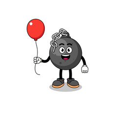 Cartoon of wrecking ball holding a balloon
