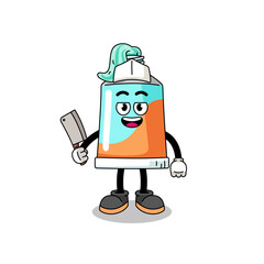 Mascot of toothpaste as a butcher