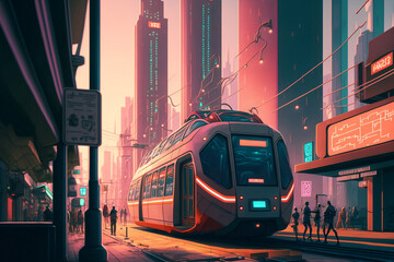 Future Train Cyberpunk Style, generative ai