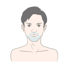 20代から30代くらいの青髭の若い男性の顔（正面）