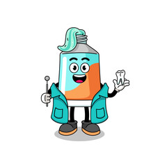 Illustration of toothpaste mascot as a dentist