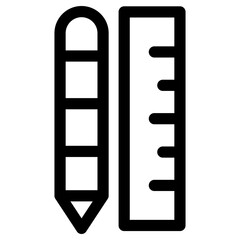 pencil and ruler icon or logo isolated sign symbol vector illustration - high quality black style vector icons
