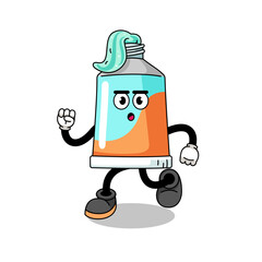 running toothpaste mascot illustration