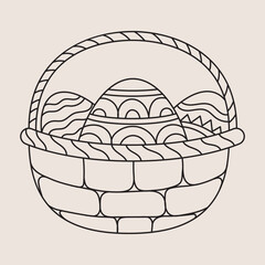Illustration of a basket with Easter Eggs