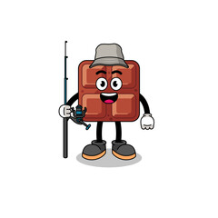 Mascot Illustration of chocolate bar fisherman