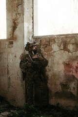 Military soldier in the war. Concept of military special forces with arms