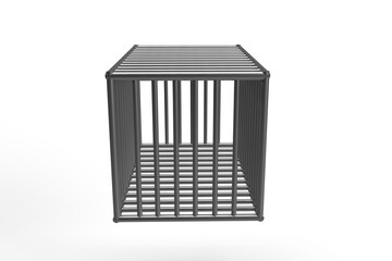 3D Realistic Prison bars isolated on white. Steel cage.
