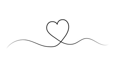 Fototapeta premium Heart line drawing symbol of love.
