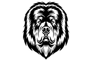 Tibetan Mastiff dog black and white vector