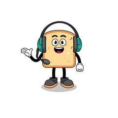 Mascot Illustration of bread as a customer services