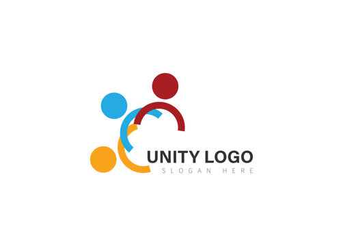 Four Round Unity People Care Logo Icon Vector Template.