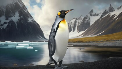 Fototapeta premium A majestic king penguin standing