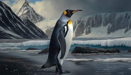 Fototapeta premium A majestic king penguin standing