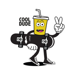 Vector illustration cartoon character skateboarding. Vector design for apparel prints, posters and other uses.