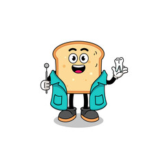 Illustration of bread mascot as a dentist