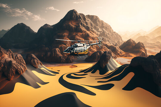 a group of mountains with a sunset in the background, desktopography b Generative AI
