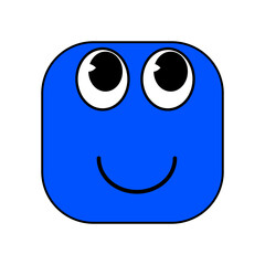 Groovy Cartoon funny cartoon smile geometric shape comic characters, vintage, blue