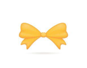 a yellow bow tie. symbol or icon. 3d and realistic concept design. design element