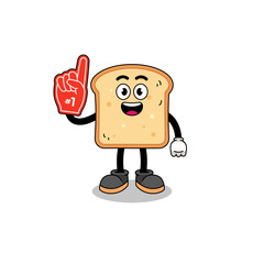 Cartoon mascot of bread number 1 fans