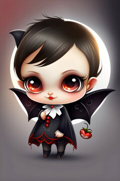 illustration of adorable baby vampire created with generative ai