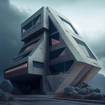 Building Sitting On Top Of A Mountain Under A Cloudy Sky