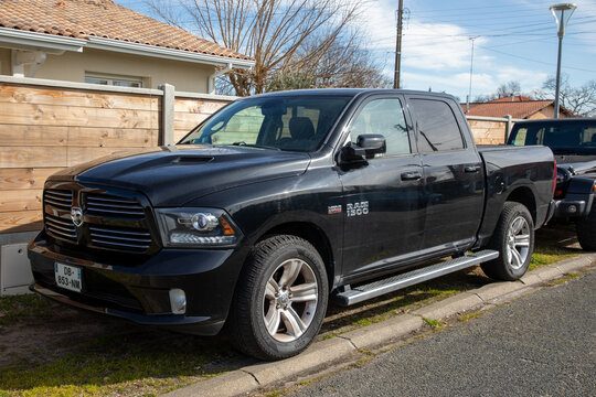 Dodge Ram 1500 HEMI 5.7 liter Pickup car with logo brand and text sign truck