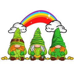gnomes St Patrick's day , Set of vector illustrations