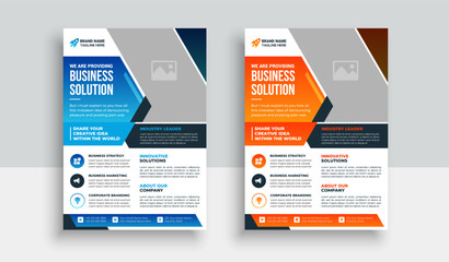 Modern multipurpose creative corporate business agency marketing flyer and brochure cover page design in a4 size paper sheet with creative shape in a minimal template with clean and modern typography.