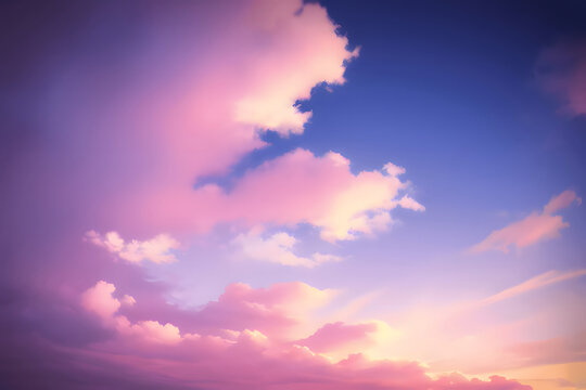 茜色に色づく雲と空　背景素材　generative ai