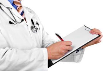 Portrait of  doctor  with  folder in medical office