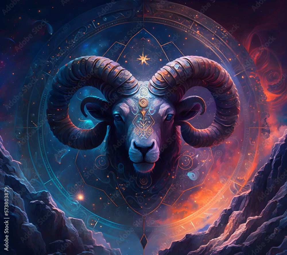 Wall mural an ethereal zodiac sign aries generative ai