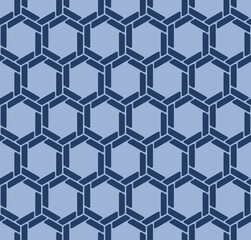 Japanese Hexagon Brick Line Vector Seamless Pattern