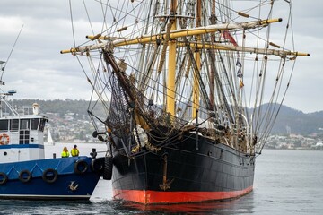 tall ship on the water, tall ships at the wooden boat festival in hobart, tasmania, australia