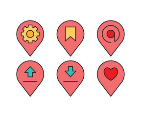 map pin and user interface icons set