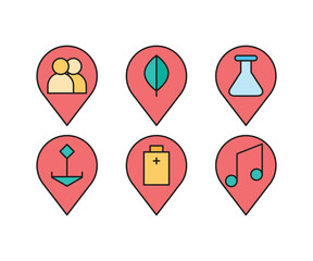map pin and user interface icons set