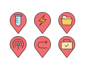 map pin and user interface icons set
