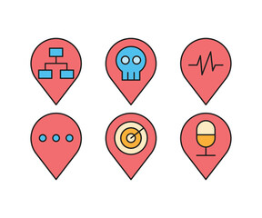 map pin and user interface icons set