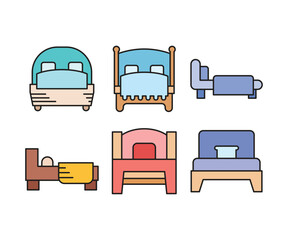 bed and mattress icons set vector