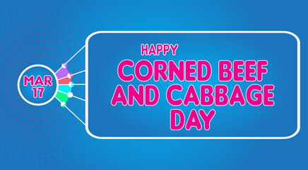 Happy Corned Beef and Cabbage Day, March 17. Calendar of March Retro Text Effect, Vector design