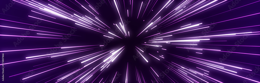 Poster light rays in cosmos space. explosion effect. futuristic data flow. sci-fi motion wallpaper. 3d rend