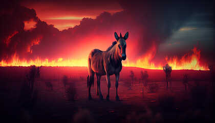 Obraz na płótnie Canvas Animals affected by wildfires. generative AI.