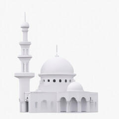 Fototapeta na wymiar White Mosque With Generative AI technology