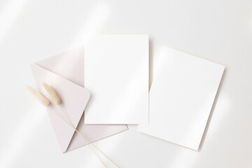 blank cards 5x7 with pink envelope
