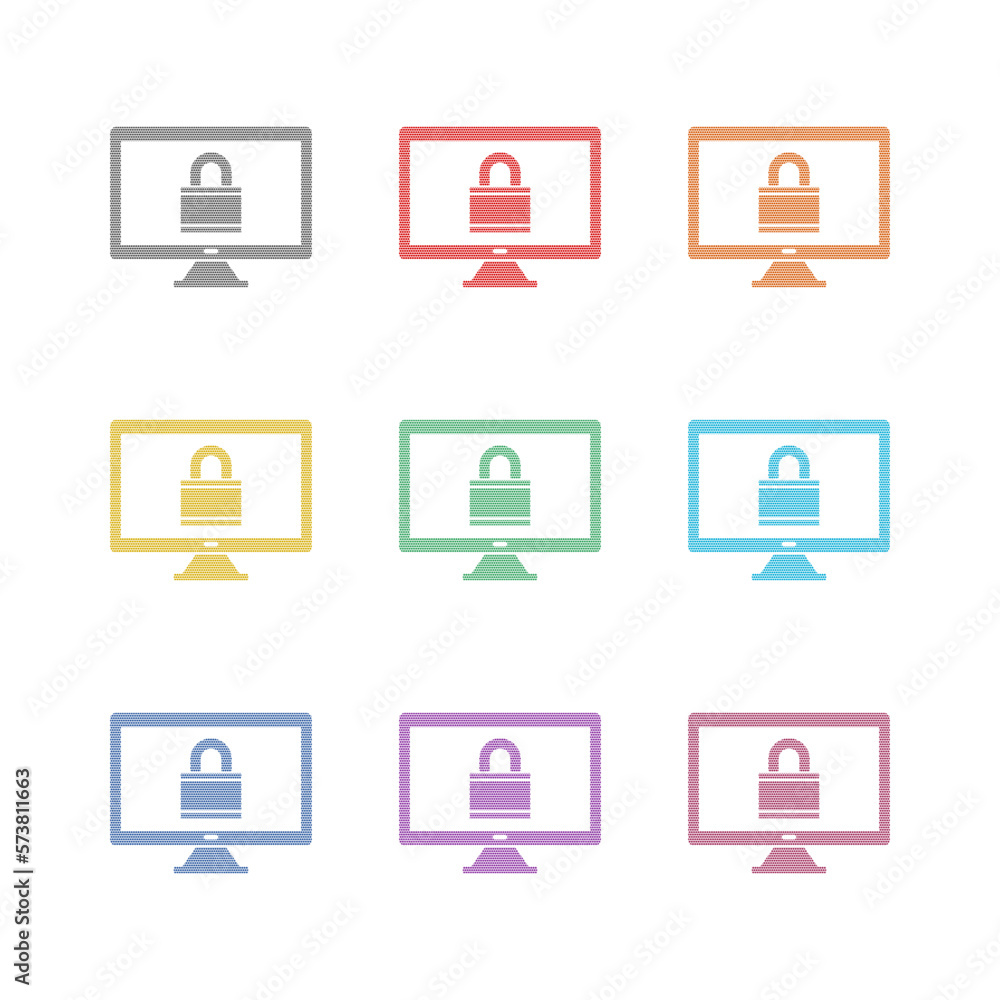 Poster hacker criminal security internet icon isolated on white background. set icons colorful