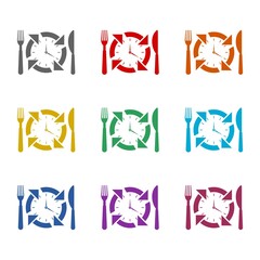 Take lunch break icon isolated on white background. Set icons colorful