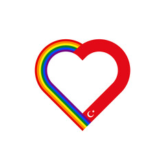 unity concept. heart ribbon icon of rainbow and turkey flags. PNG