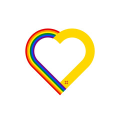 unity concept. heart ribbon icon of rainbow and new mexico flags. PNG