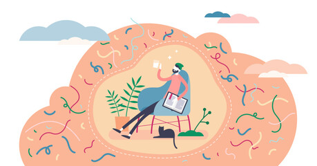 Comfort zone concept, flat tiny person illustration, transparent background. Safe daily lifestyle versus risk and personal growth. Motivation and inspiration for success and achievements.